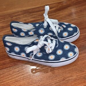 Daisy Print Kids Sneakers - Navy and White size 13